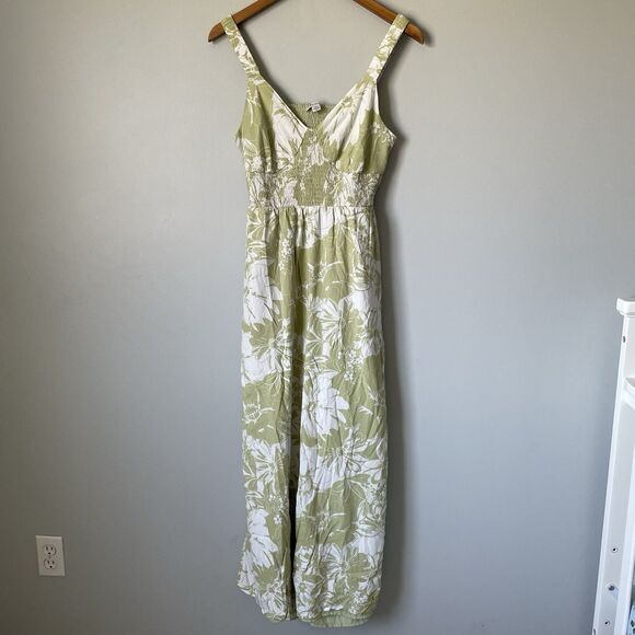 American Eagle Outfitters Pants - American Eagle Jumpsuit Tropical Floral Print Green White Backless Women's Large